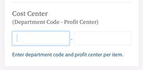 Fill in Cost Center Details
